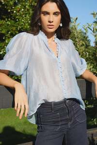 Ivy + Jack Continuance Pale Blue High Neck Top