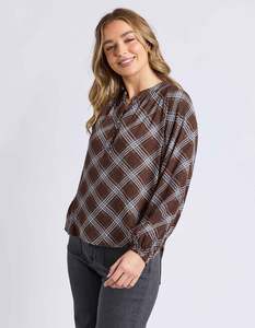 Foxwood Edison Check Top Chocolate/Blue
