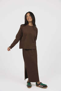 All Bottoms: Humidity Banter Skirt Chocolate