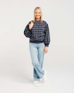 Shirts Blouses: Zafina Emily Top Ink Check Lines