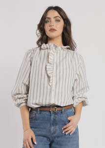 Drama The Label: Drama The Label Cest La Vie Blouse Metallic Stripe