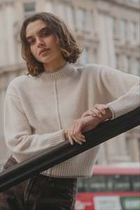 Among The Brave Edge Ivory Contrast Trim Jumper
