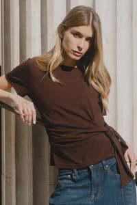 Among The Brave Loop Chocolate Knot Front Short Sleeve Top