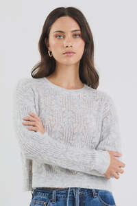 Ivy + Jack Adulation Grey Marle Pointelle Fluffy Jumper