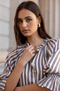 Jack Ivy: Ivy + Jack Noetic Chocolate Stripe Blouse