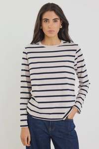 Re:Union Tether Long Sleeve Tee Ecru/Navy Stripe