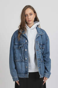 Federation Blown Out Denim Jacket Midi Blue