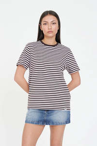 Huffer: Huffer Alex Stripe Classic Tee Petal/Cocoa