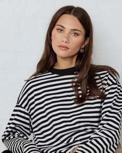 Stories Be Told Unite Black White Stripe Long Sleeve Binding Tee