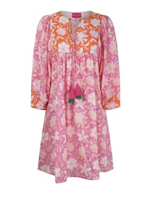 Cotton Floral Dress in Pink - Katerina Boutique