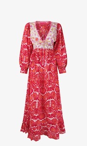 Red Printed maxi dress Place du Solei - Katerina Boutique