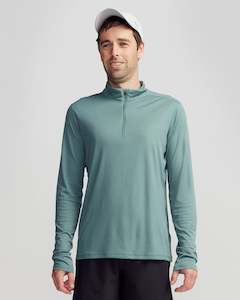 Travel Knits: Men's Seeker Quarter Zip Top - Light Forest