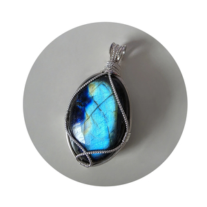 Teal Butterfly Labradorite Pendant