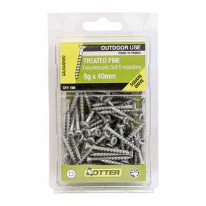 Screws: Otter Treated Pine Screws 8g x 40mm Pack of 100 Galvanised