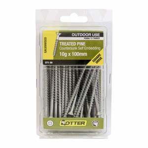 Otter Treated Pine Screws 10g x 100mm Pack of 50 Galvanised