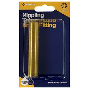 Plumb It Barrel Nipple 15mm x 100mm Brass