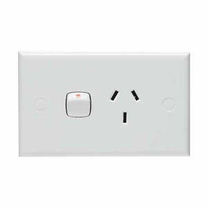 Switches Outlets: HPM Standard Single Powerpoint 114mm x 70mm White
