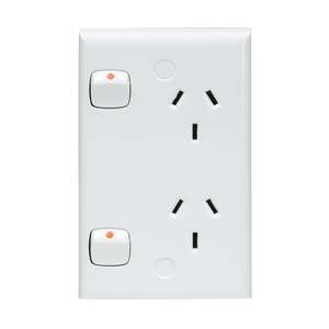 Switches Outlets: HPM Standard Vertical Double Powerpoint 10 amp White