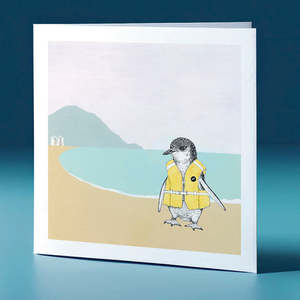 Greeting Cards: Life Jacket Korora Surfs Up Greeting Card