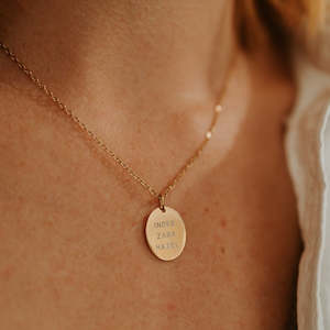 Handstamped Necklaces: Large Oval Necklace