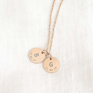 Handstamped Necklaces: Rose Gold Detailed Initial Necklace