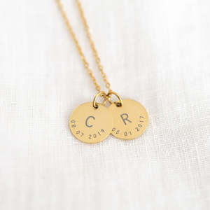 Handstamped Necklaces: Gold Detailed Initial Necklace