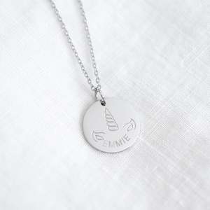 Round Pendant Necklaces: Unicorn Necklace