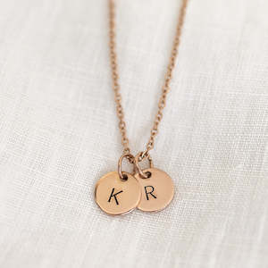 Round Pendant Necklaces: Rosegold - Initial Necklace