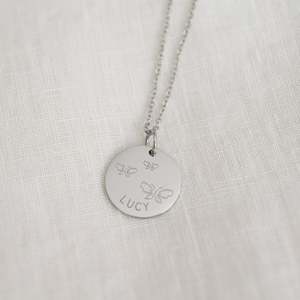Handstamped Necklaces: BF - Butterfly Necklace