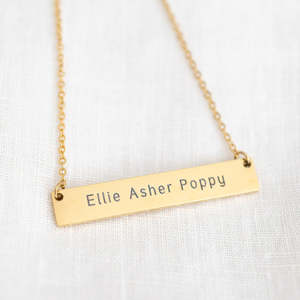 Personalised Necklaces: BF - Typewriter Font Bar Necklace single sided only