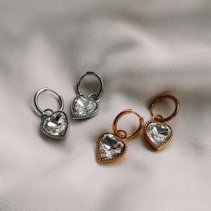 CZ Statement Heart Hoops