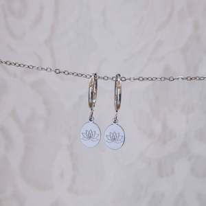 Oval Lotus Hoop Earrings