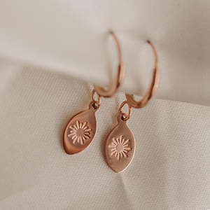 Earrings 1: ROSE GOLD Starburst Hoop Earrings