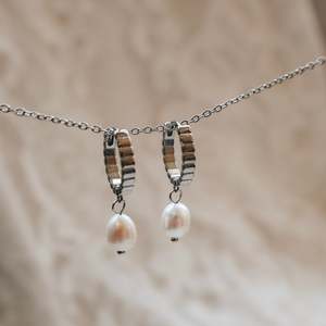 Hoop Earrings: Pearl Ribbed Hoops