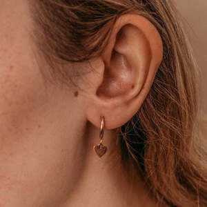 Earrings 1: Rose Gold Heart Hoop Earrings