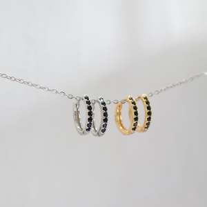 Hoop Earrings: Black Stone Twilight Hoops