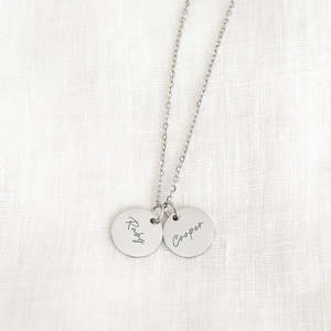 Handstamped Necklaces: Silver Engraved Name Necklace