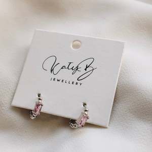 Izzy Hoop Pink Stone