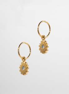 Clothing Accessories: Dandelion Earrings ~ Gold Plate & Light Blue Topaz