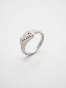 Offcut Signet Ring ~ Silver & Champagne Diamond