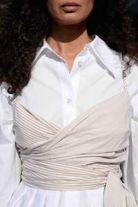 Penny Sage: Dalton Wrap Top ~ Sand Stripe