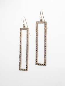 Camille Paloma Walton: Rectangle Earrings ~ Purple, Brown & Champagne