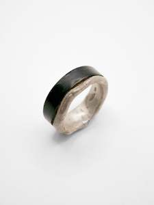 Welfe Bowyer: 2C Landscape Ring ~ Silver & Black Enamel