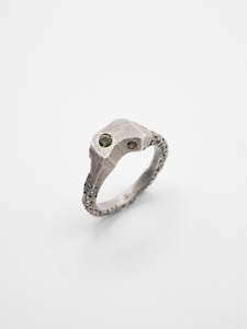 Welfe Bowyer: Offcut #20 ~ Sterling Silver (patina), Sapphires