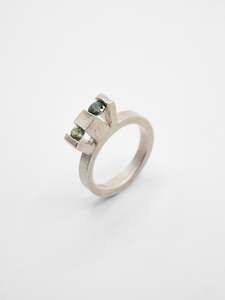 Offcut #25 ~ 9ct White Gold, 2 x Sapphires