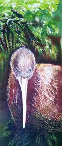 Silk Painting Originals: Original Silk Paintings -  Brown Kiwi