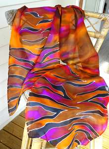 Cats Dogs Horses Other Animals Hand Painted Silk Scarves: Tiger- Animal Hand painted Silk Scarf