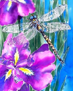 Dragonfly on Iris  Art Panel,  Outdoor Wall Art Squarish