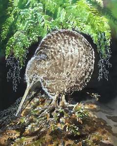 New Zealand Spotted Kiwi Bird -  Outdoor Art Panel Squarish