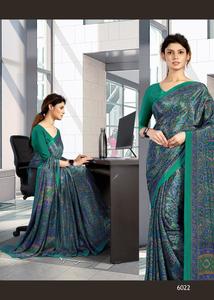 Products: Blue With Green Printed Saree – Kaysons